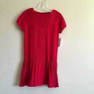 Wonderkids Girl Red cable knit Sweater Dress with tight size 5T.